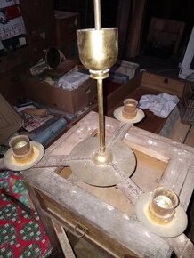 starožitný lustr mosaz+ocel