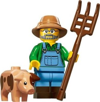 Lego minifigurka 15.serie farmář a prase