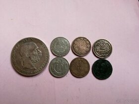 Stříbrné mince František Josef I. 5 koruna, 10 haléř,fillér - 1