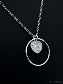 Stříbrný dámský náhrdelník "srdce v kruhu" - nový - dárkové - 1