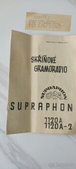Starý retro návod na gramofon SUPRAPHON 1120-A