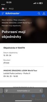 Imagine Dragons 9.6.2025 3 lístky