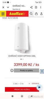 Prodám Elektrický bojler -ohřívač vody