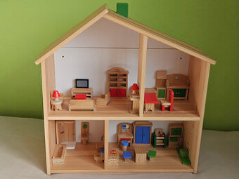 Domeček pro panenky IKEA FLISAT + dřevěné vybavení odjinud