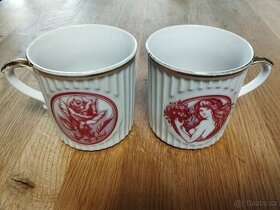 Retro hrnky - Dáma s kyticí