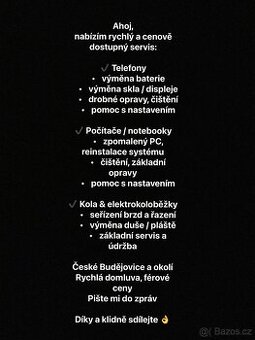 nabízím rychlý a cenově dostupný servis