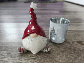 Vánoční figurka keramický skřítek + svícen zdarma