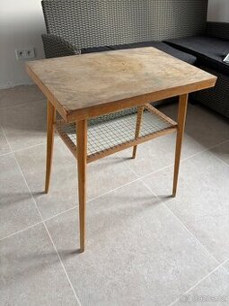 VINTAGE STŮL STOLEK pod RÁDIO DŘEVOPODNIK ČSSR 60"