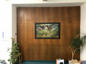Dřevěná stěna. Obložení stěny kanceláře/obýváku 2,8m x 3,2m