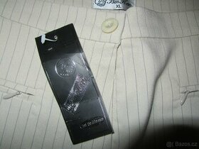 Nové béžové kalhoty s šedým proužkem vel.cca S-M - 1