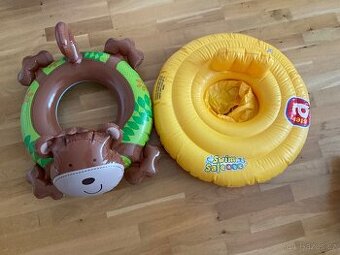 2x plavecký kruh a dětské rukávky kulaté dvoukomorové - 1