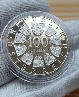 100 schiling centrum Vídně Proof provedení - Stříbro