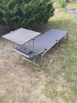 Skládací zahradní lehátko se stříškou proti slunci tmavě šed