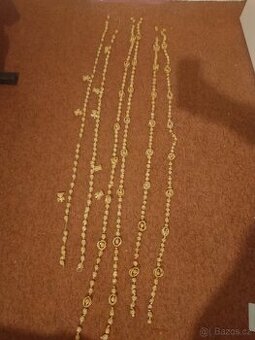 Vánoční slaměné řetězy, 6ks, ozdoby na stromek