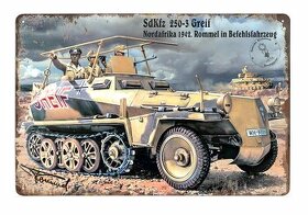 plechová cedule - SdKfz 250-3 Greif - Erwin Rommel, Libye 42