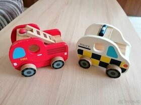 Dřevěná auta - policie, hasiči