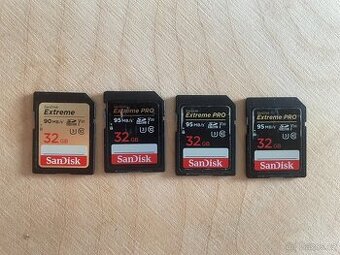 3x SanDisk Extreme Pro 95 MB/s 32GB, 1x Extreme
