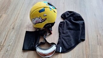 Lyžařská dětská helma a brýle, kukla