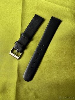 Kožený černý řemínek na hodinky, šířka 17 mm, sleva.