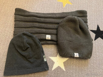 Unuo-dětská zimní čepice a šála+jarní čepice vel.S