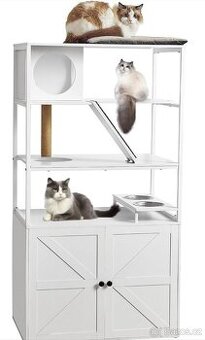 Nový Kočičí domek 4v1 s WC, škrabadlem a miskami