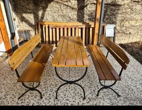 Zahradní dřevěná sestava - 2x lavice + stůl