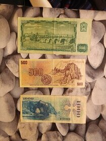 Bankovky Kčs 100 500 1000