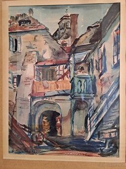 KRÁSNÝ SIGNOVANÝ OBRAZ "ITALSKÁ ULIČKA"