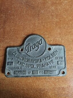 Výrobní štítek Praga Piccolo série 6 rok 1926