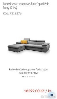 Rohová sedací souprava s funkcí spaní Polo
