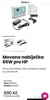 Adaptér nabíječka 65W pro HP Velký výprodej ✅