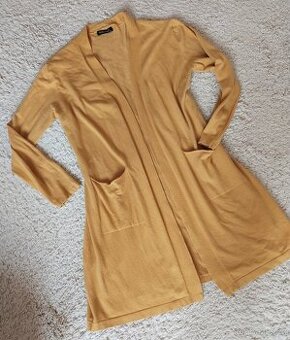 Dámský delší kardigan, hořčicová, vel. L/XL (40/42)