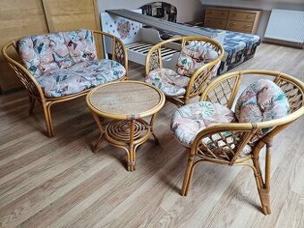 Ratanová sedací souprava, 4 kusy