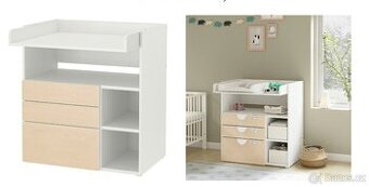 IKEA SMÅSTAD přebalovací stůl (bílá/bříza), velmi zachovalý