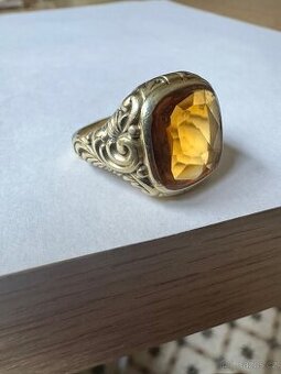 Zlatý prsten 14k s citrinem