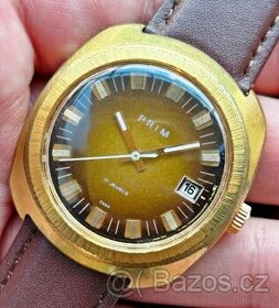 Československé Retro Vintage hodinky PRIM Hnedé zo 70. rokov
