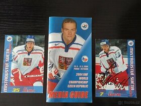 MS hokej 2004 Praha - brožura CZ + karty CZ s podpisem