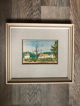 Prodám obraz- Lev Šimák, chalupa 1986