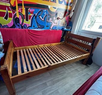 Dřevěná postel 2x, palanda