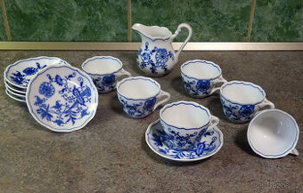 Cibulák porcelán kávový servis s mlékovkou