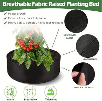 4x nový textilní vyvýšený kulatý záhon 70x30cm