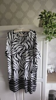 ŠATY ČERNO-BÍLÉ vel.46 zn.F&F ; LEN -KVALITNÍ A KRÁSNÉ