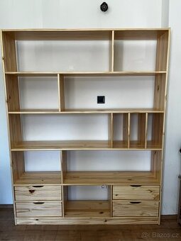 Policová stěna, regál, knihovna masiv