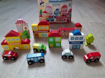 Prodám dřevěné kostky město City 39 kostek