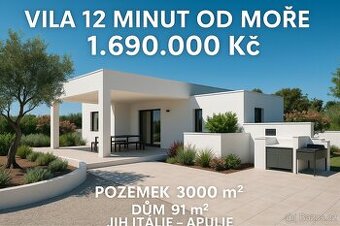 Vila 91m2, 3000m2 pozemek 12 minut od moře