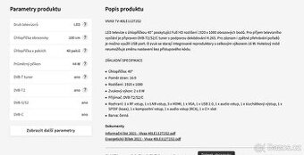 LED TV Vivax 40 palců
