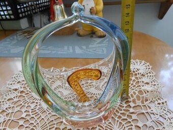 RETRO skleněný košíček 17,5cm  hutní sklo - bez oťuků