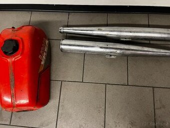 Výfuky a nádrž Jawa 350/638