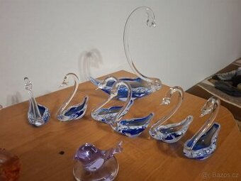 Hutní sklo labutě a ptáčci