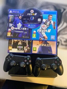 Playstation 4+ 2x controller + Fifa 22,18,19, UFC 4,NHL 22